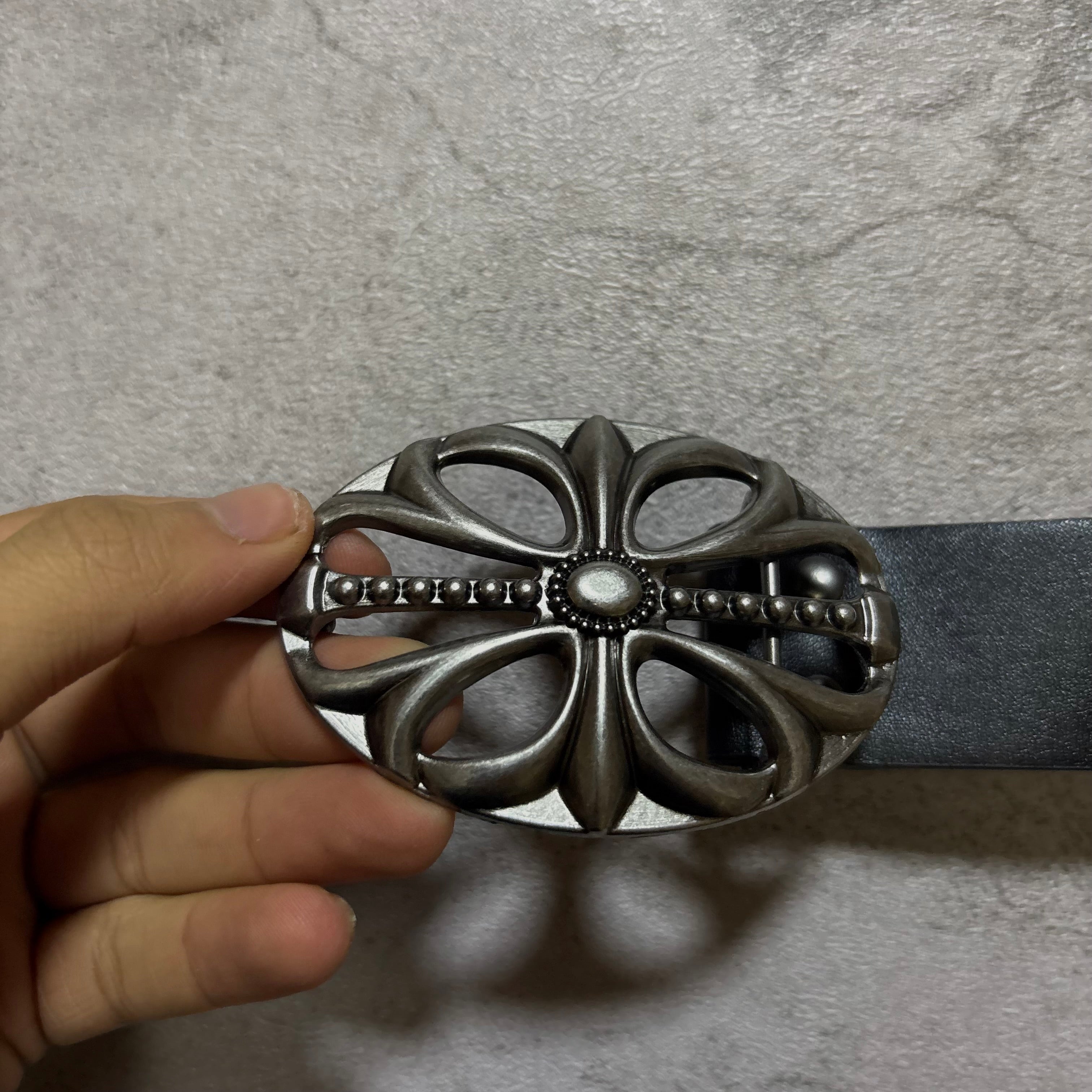 Chrome Hearts leather belt black
