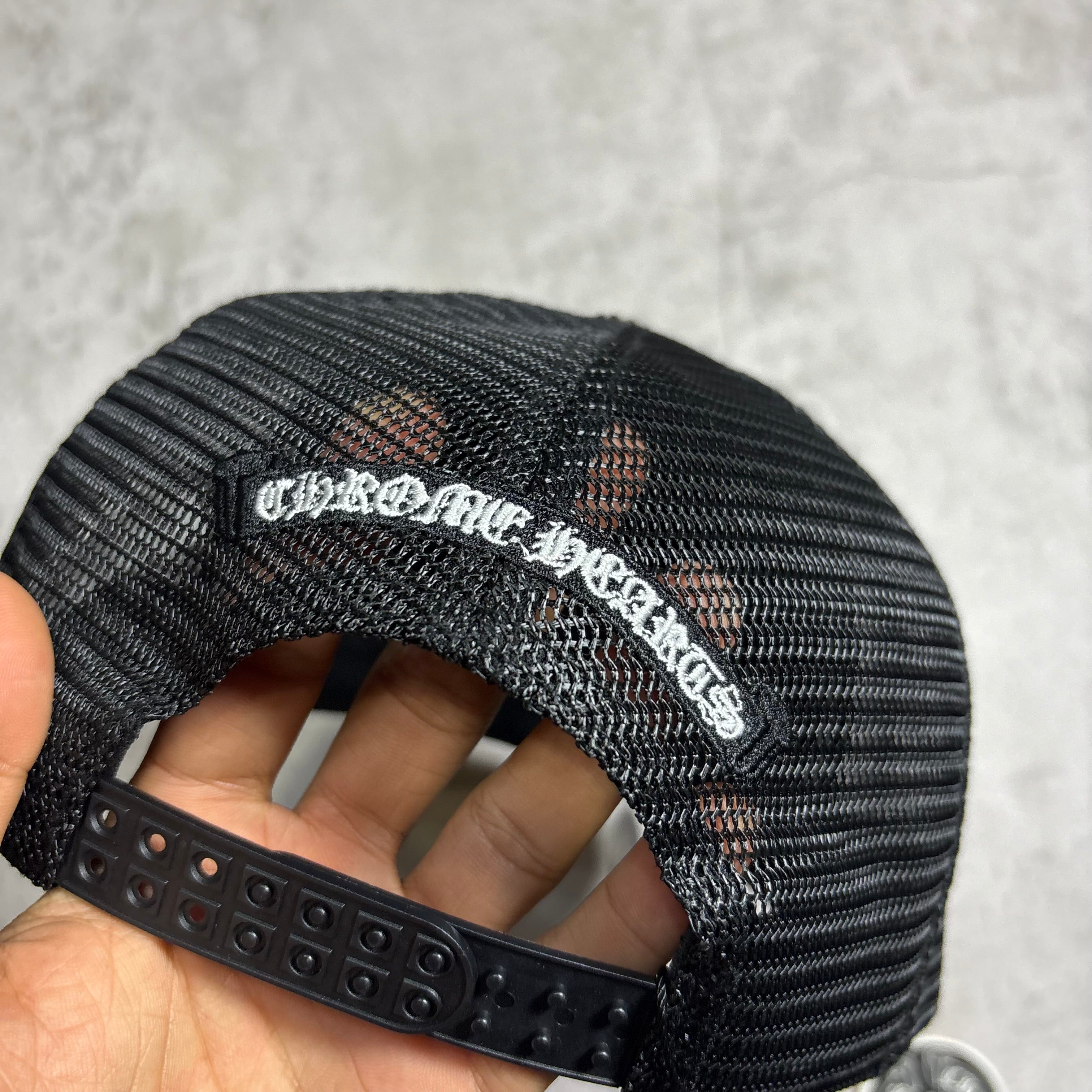 Chrome Hearts FUCK Hollywood trucker hat black