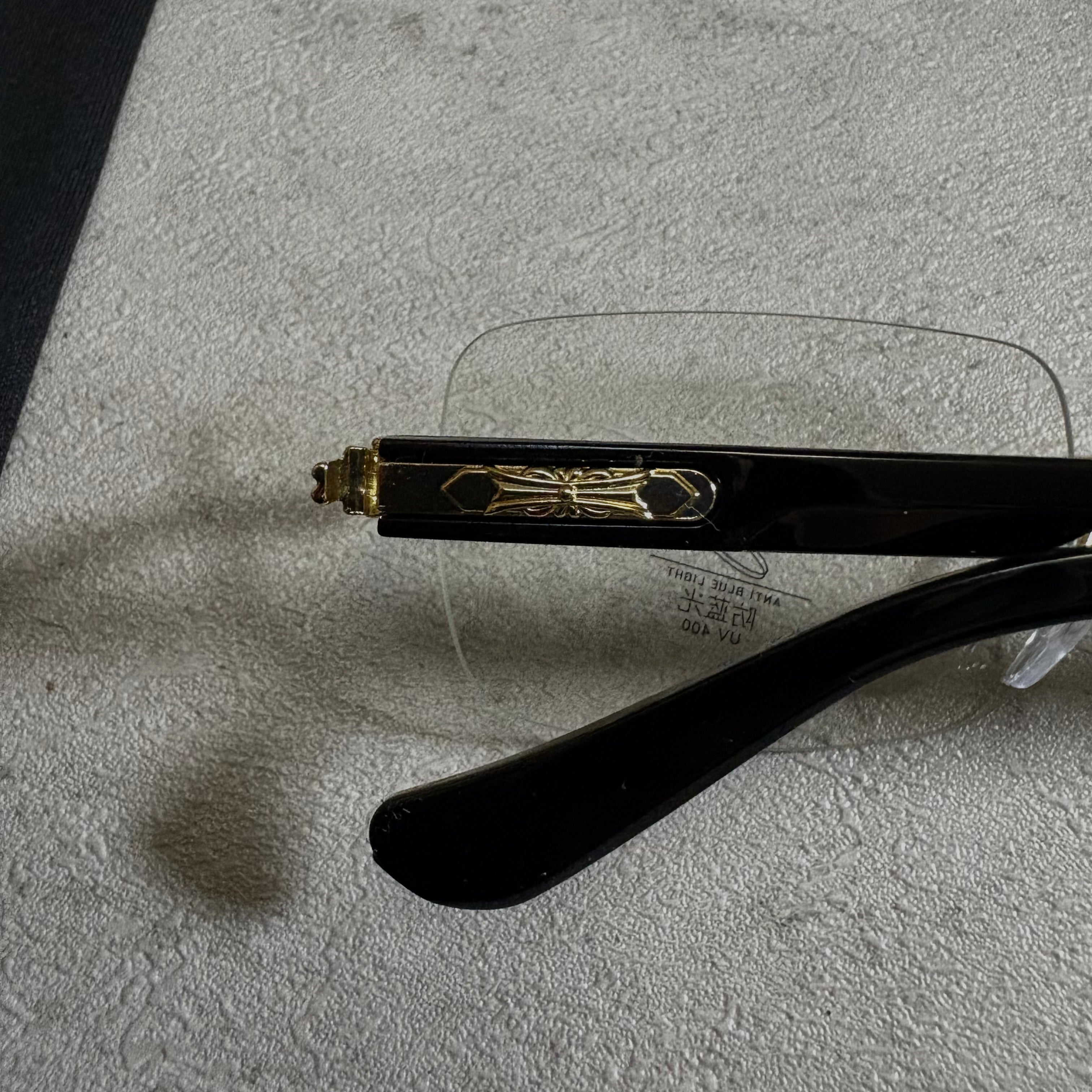 Chrome Hearts Deep II rimless Glasses black and gold