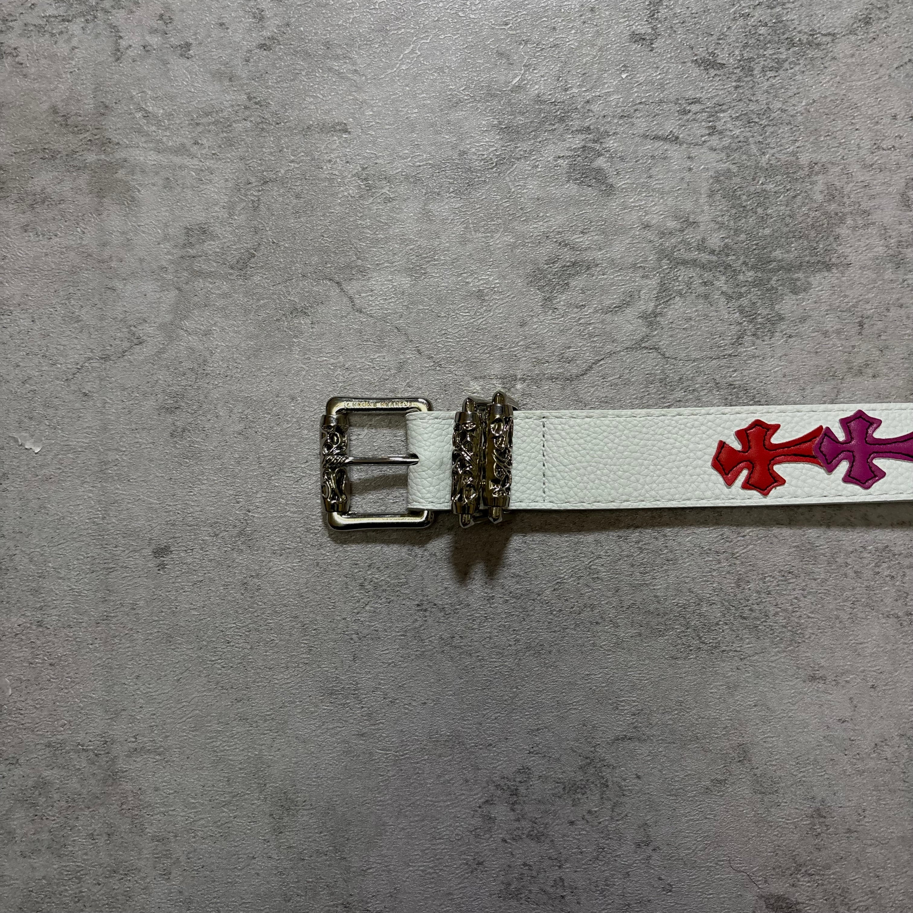 Chrome Hearts multi cross belt white