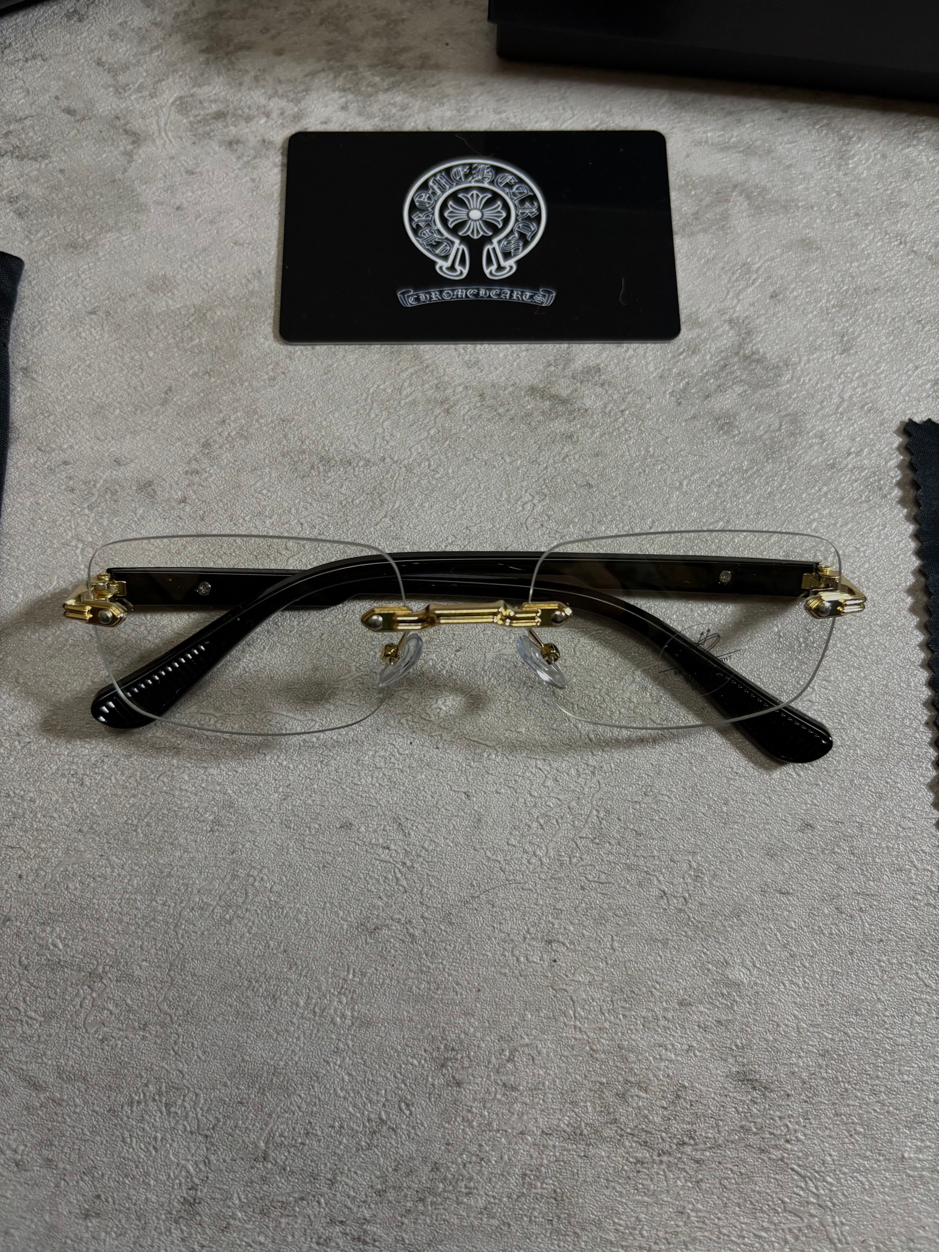 Chrome Hearts Deep II rimless Glasses black and gold