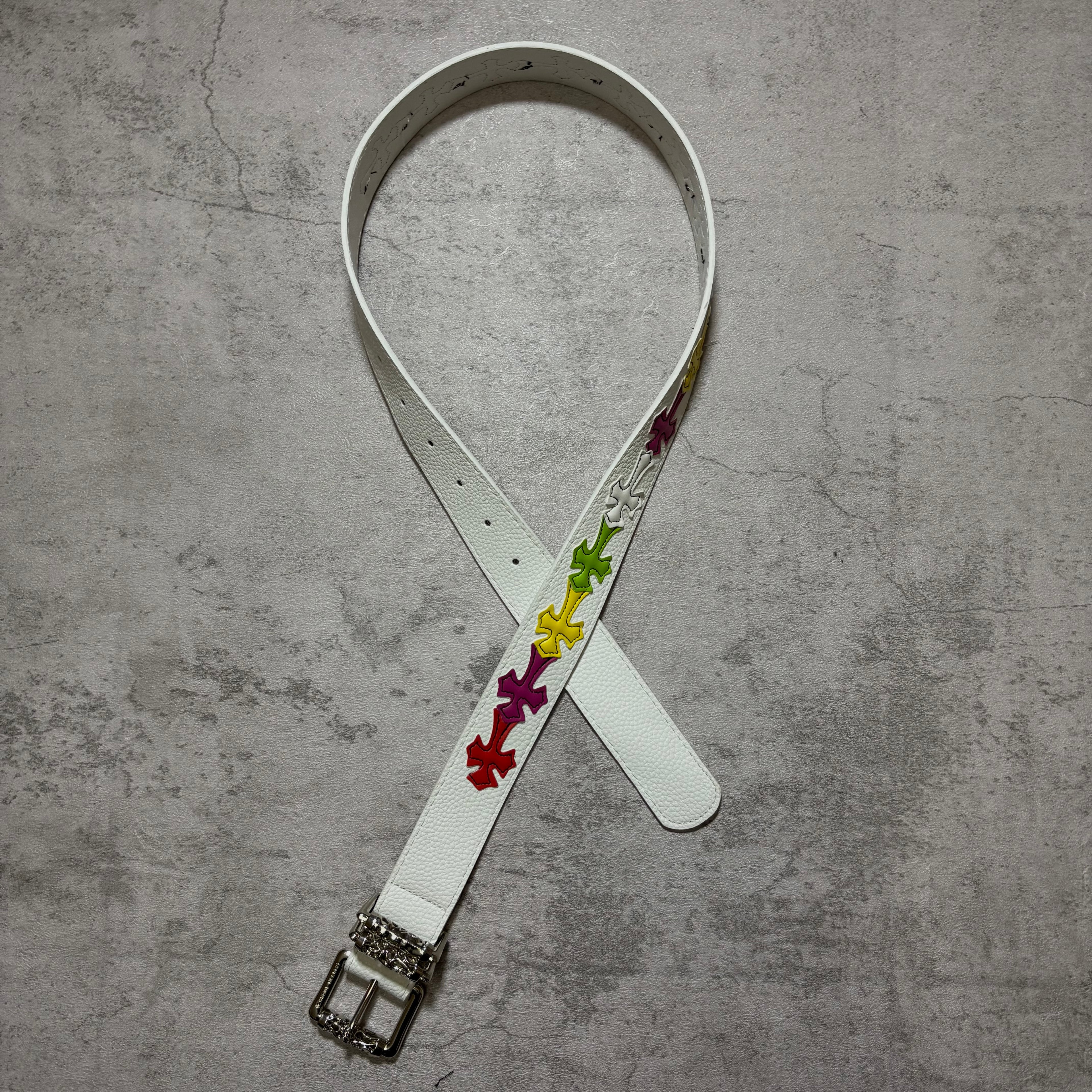 Chrome Hearts multi cross belt white