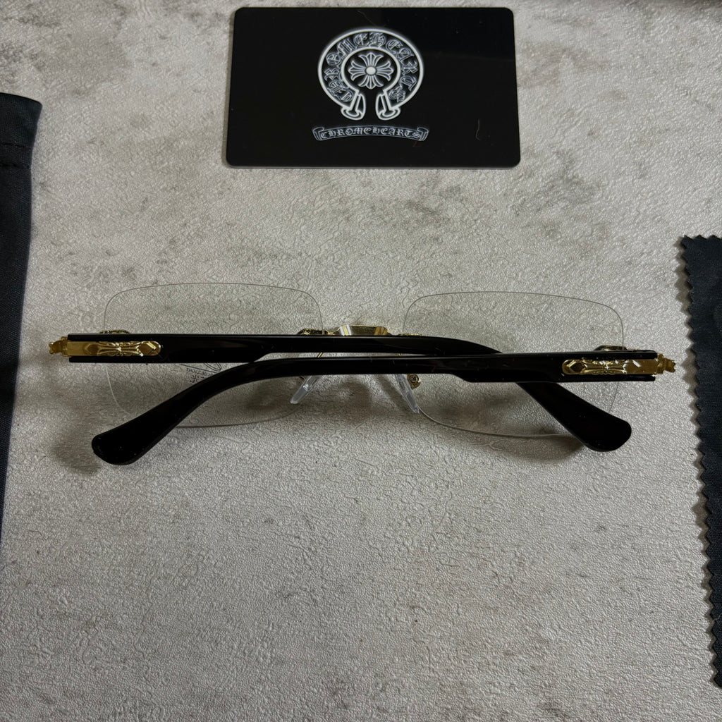 Chrome Hearts Deep II rimless Glasses black and gold