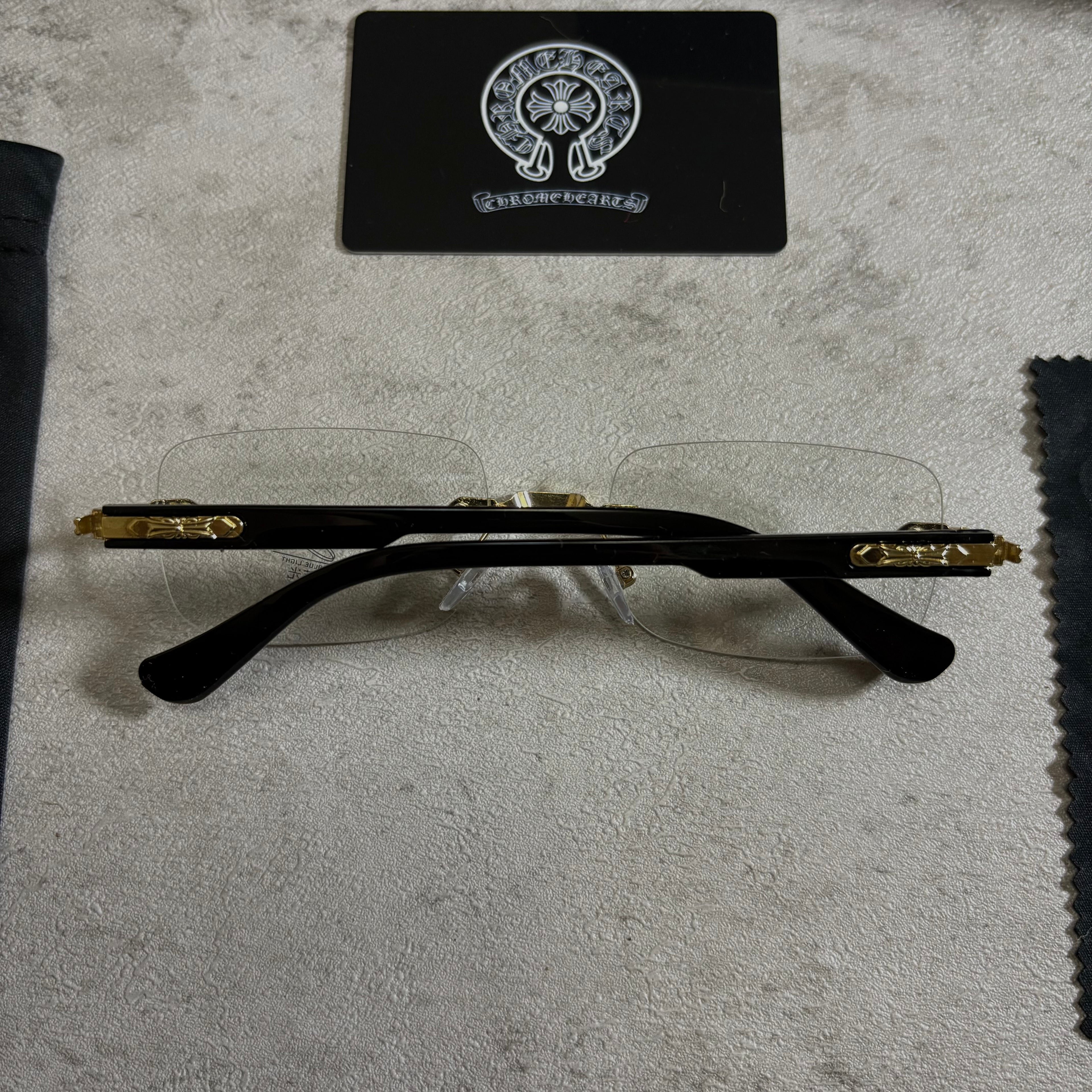 Chrome Hearts Deep II rimless Glasses black and gold