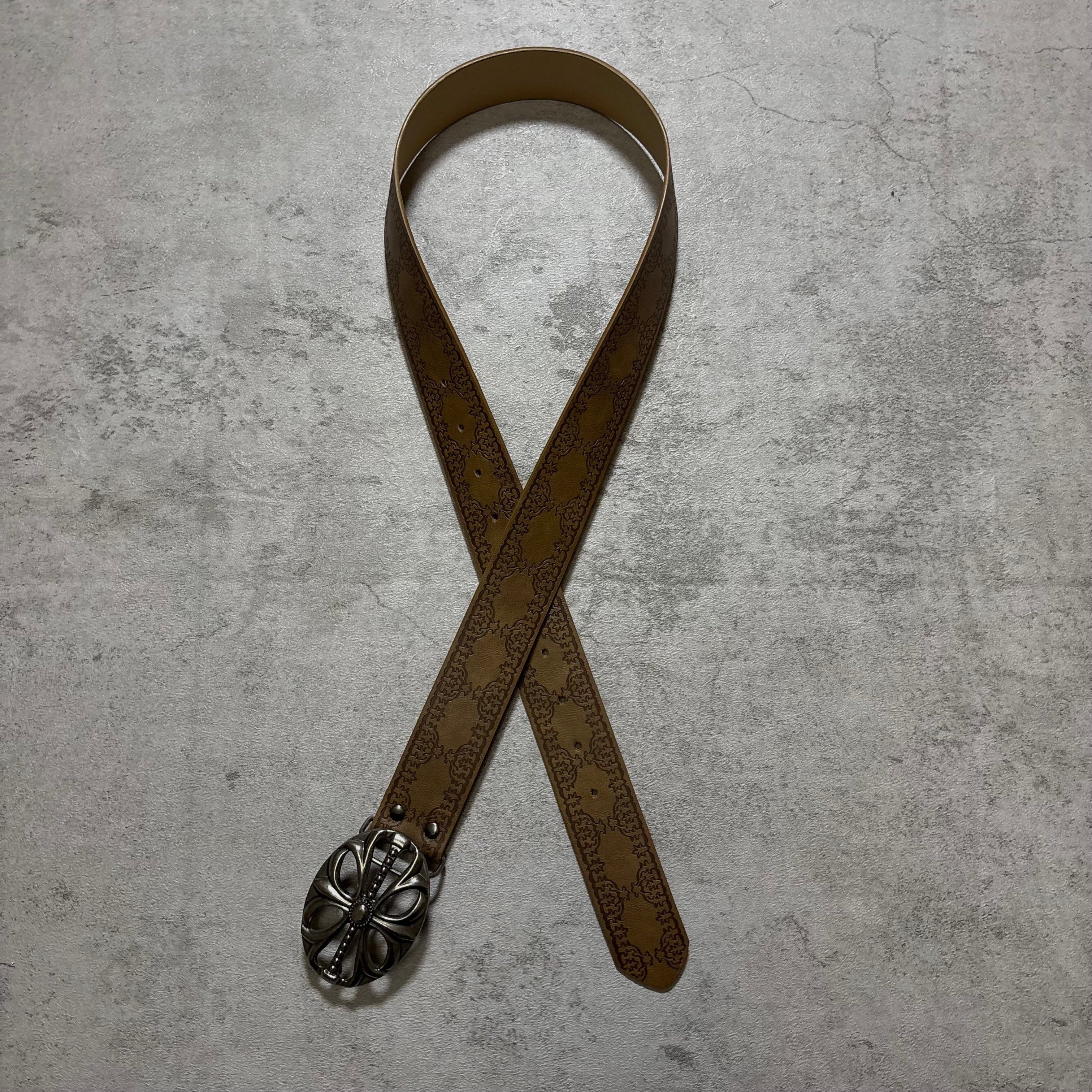 Chrome Hearts leather belt brown