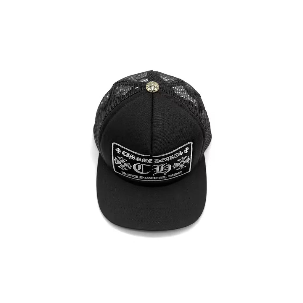 Chrome hearts black trucker cap