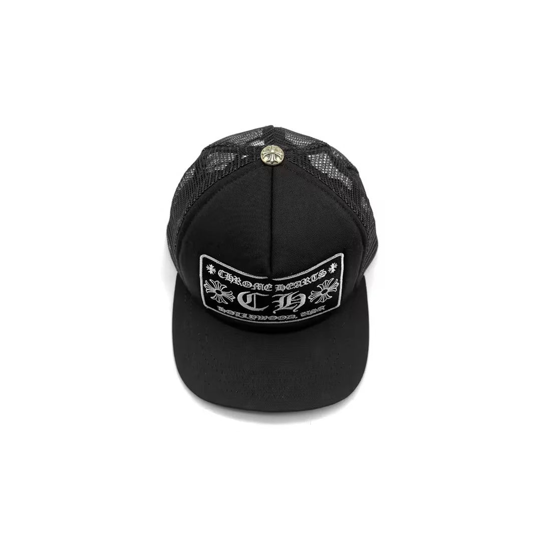 Chrome hearts black trucker cap