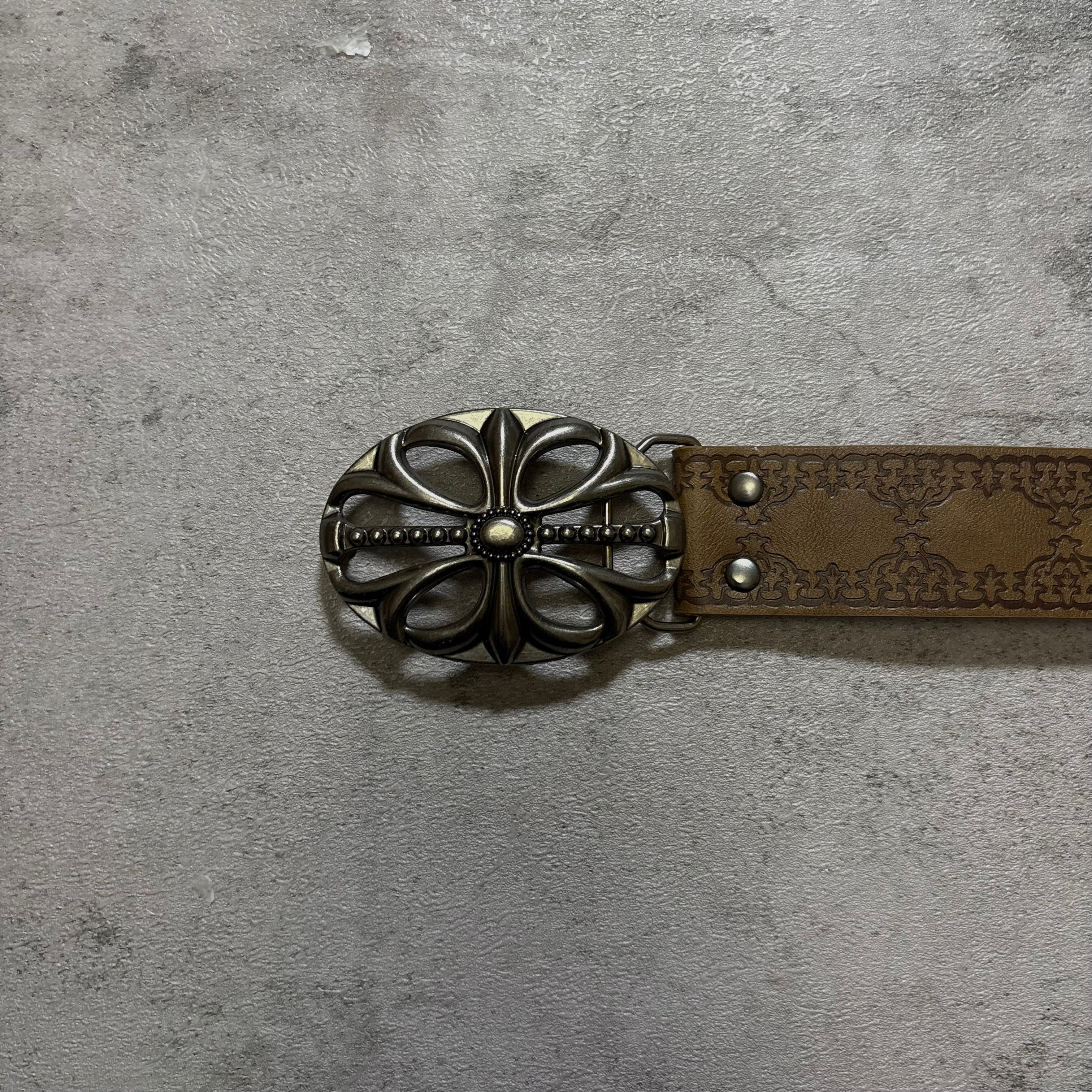 Chrome Hearts leather belt brown