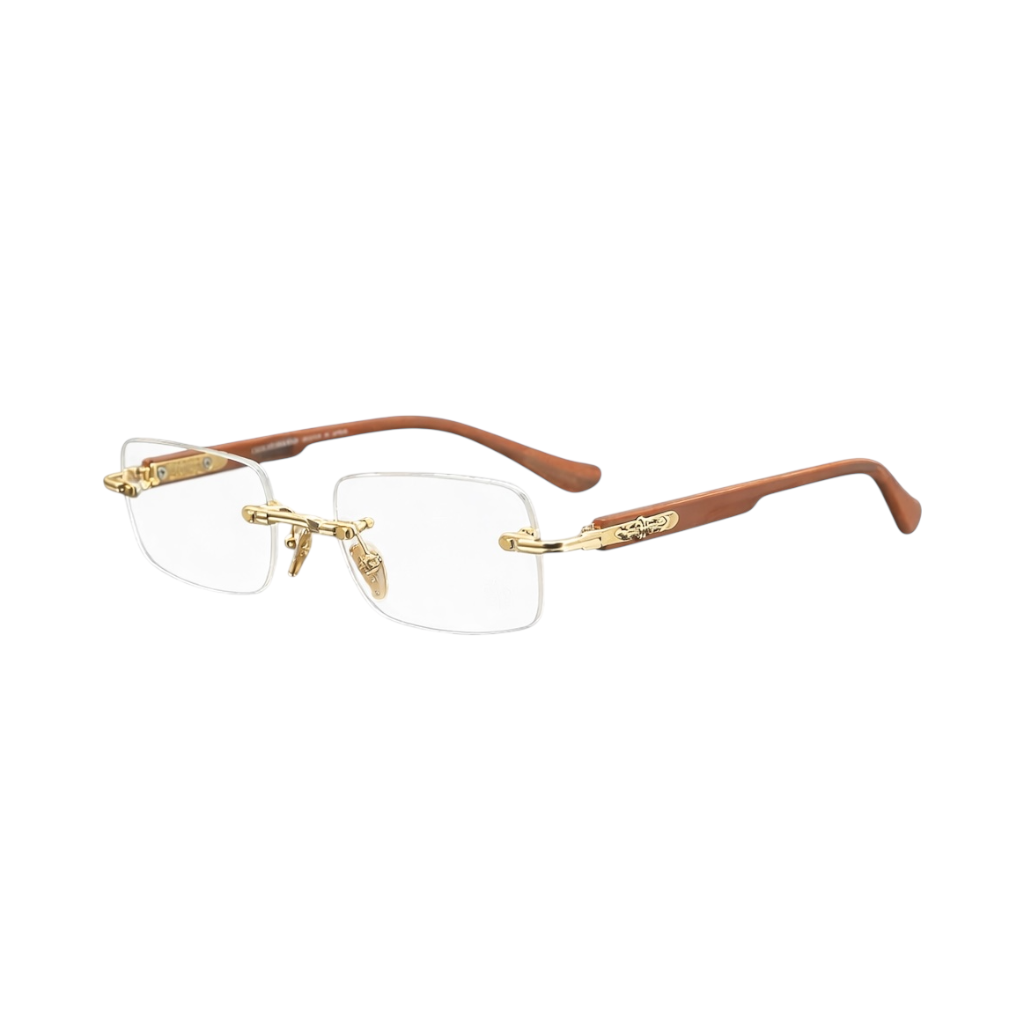 Chrome Hearts Deep II rimless glasses brown and gold
