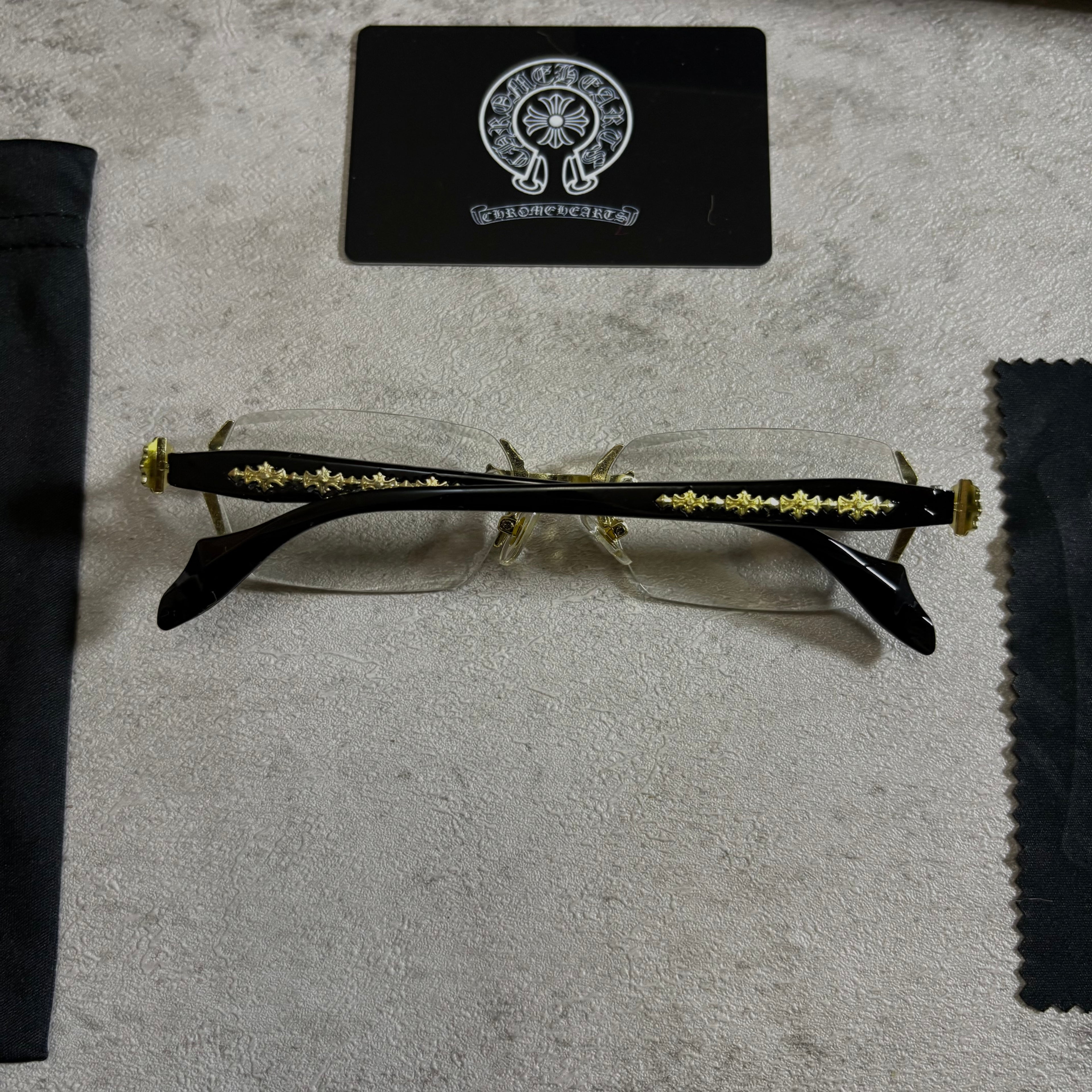 Chrome Hearts rimless Glasses black and gold