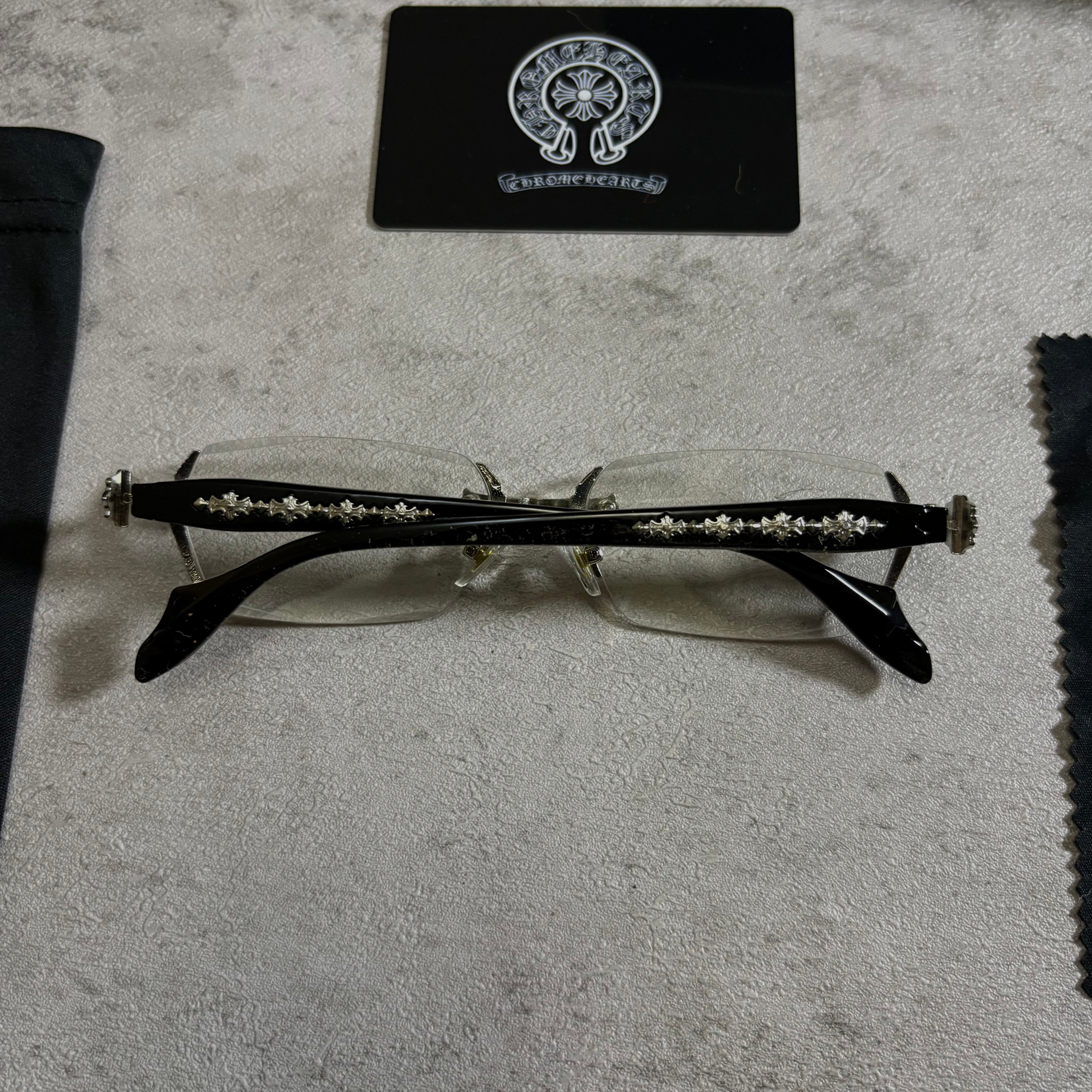 Chrome Hearts rimless Glasses black and silver