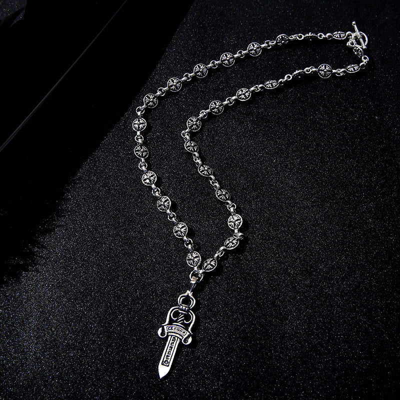 Chrome Hearts Cross Dagger Rosary Necklace