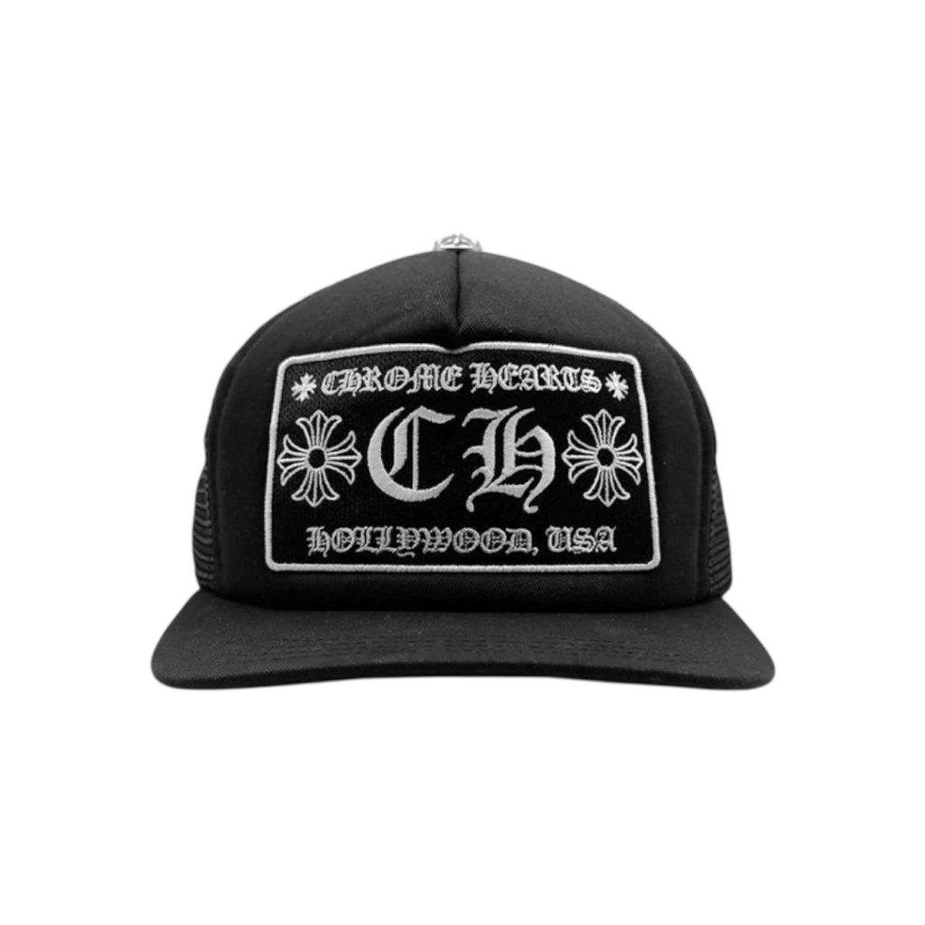 Chrome hearts black trucker cap