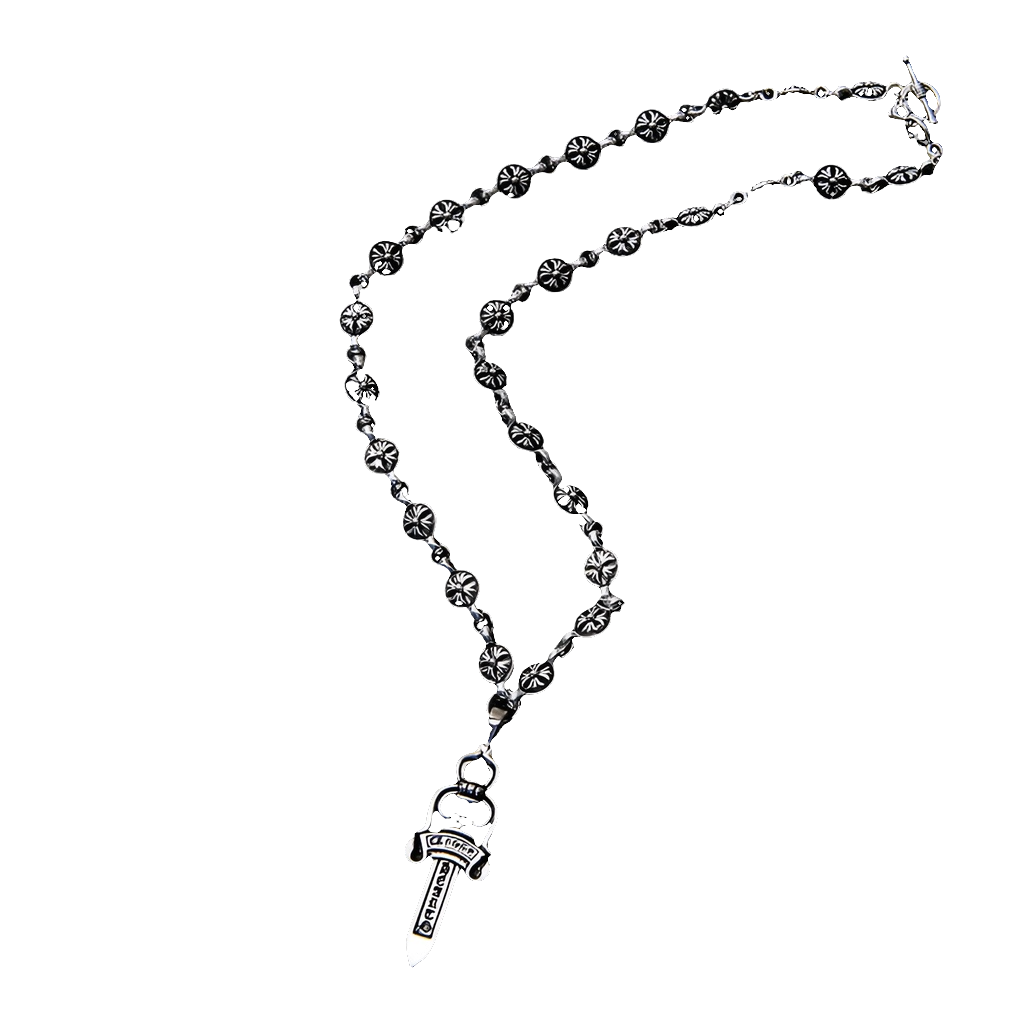 Chrome Hearts Cross Dagger Rosary Necklace